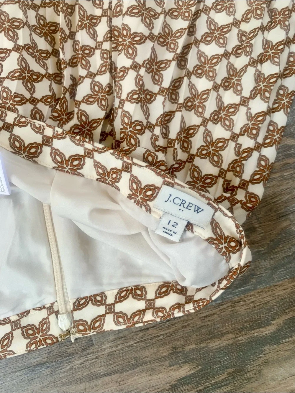 Pleated Preppy J.Crew Brown Tile Patterned Women’s Skirt
